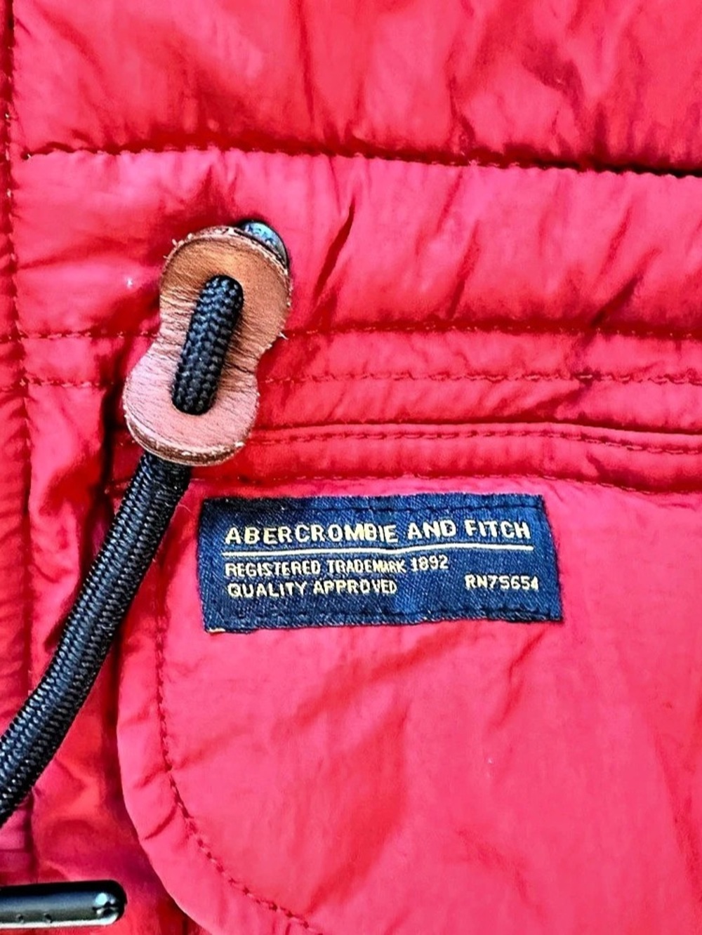 Vintage Abercrombie & Fitch Red Down Puffer Jacket Size XS - Picture 3 of 12